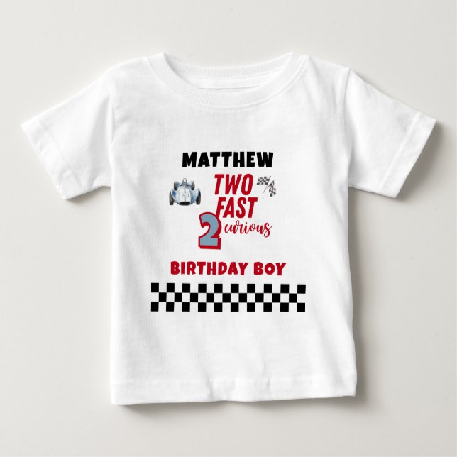 Camiseta Two Fast 2nd birthday Boy Racing Car  (Frente)