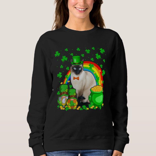 Camiseta Two Gnomes And Siamese Wearing Patrick's Day Hat S (Frente)