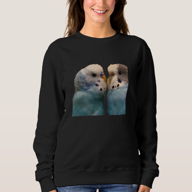 Camiseta Two Love Budgies – Cute Blue Parakeets on Red Back (Frente)