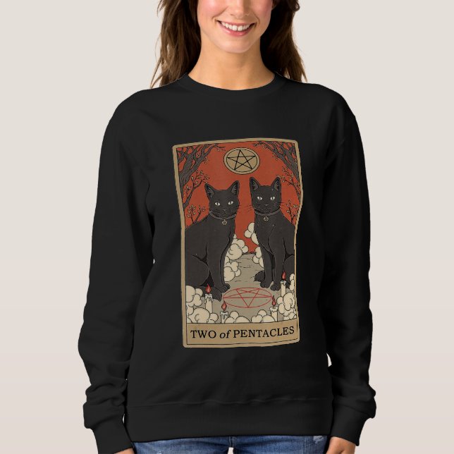 Camiseta Two Of Pentacles Tarot Card Cat (Frente)