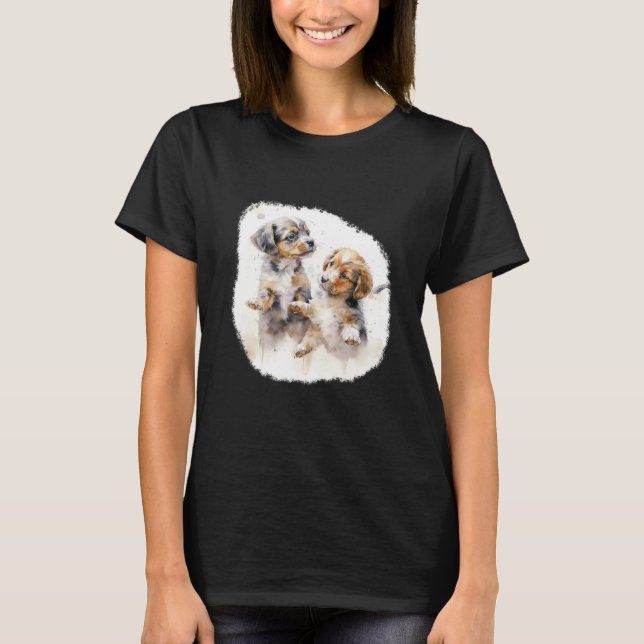 Camiseta Two puppies in watercolour style (Frente)