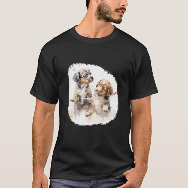 Camiseta Two puppies in watercolour style (Frente)