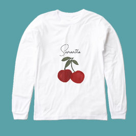 Camiseta Two Red Cherries Illustration | Cute Fruit Art 