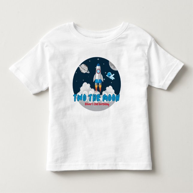 Camiseta Two The Moon Boy Space Rocket 2nd Birthday (Frente)