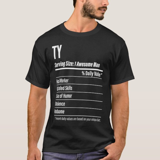 Camiseta Ty Fatos Nutricionais Servindo Calorias de Tamanho (Frente)