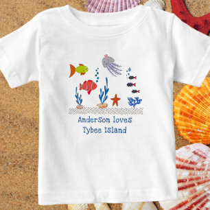 Camiseta Tybee Island GA Fun Ocean Fish with Child's Name