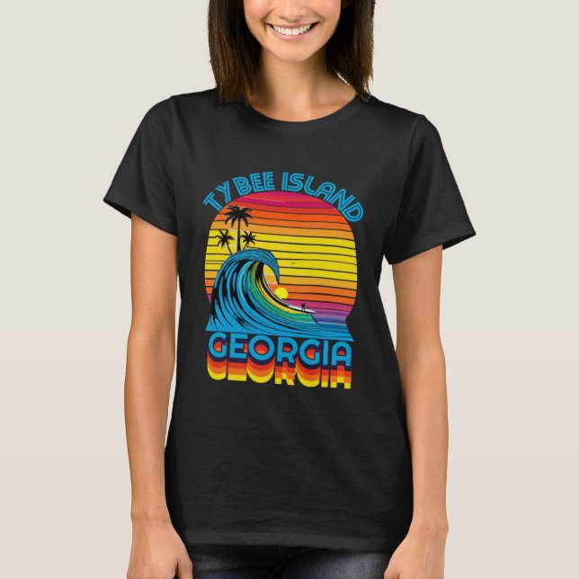 Camiseta Tybee Island Georgia Retro Throwback Surf & Beach  (Frente)