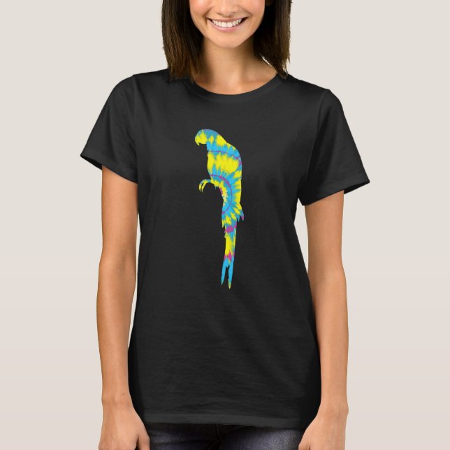 Camiseta Tye Die Scarlet Macaw Colourful Parrot Bird Tropic (Frente)