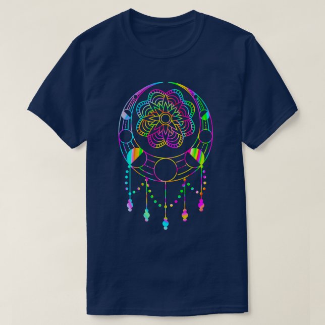 Camiseta Tye Dye Celestial Moon Fase Zen Yoga Bohemian (Frente do Design)