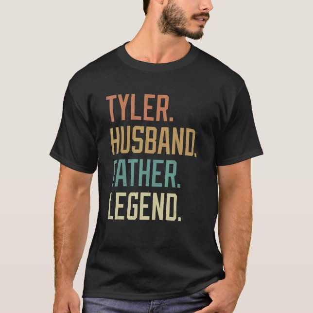 Camiseta Tyler Husband Father Legend Father's Day Retro (Frente)