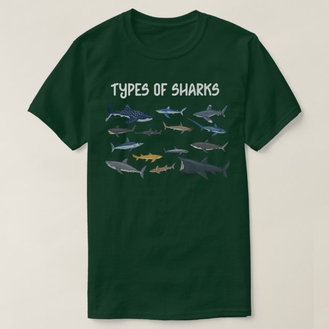 Camiseta Types Of Sharks (Frente do Design)