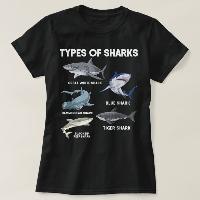 Camiseta Types of Sharks  (Frente do Design)