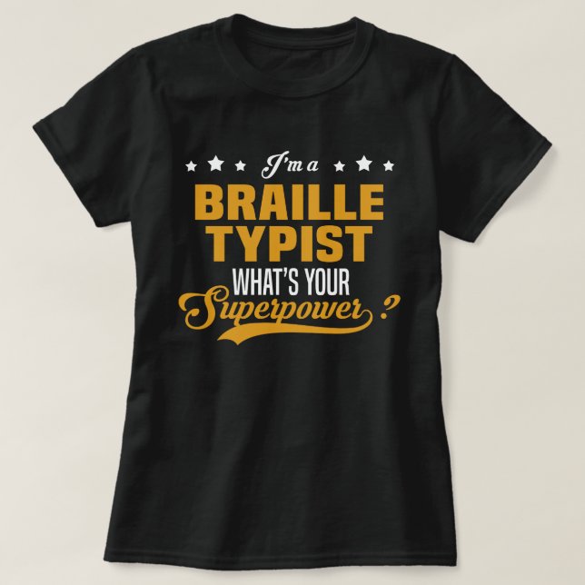 Camiseta Typist Braille (Frente do Design)