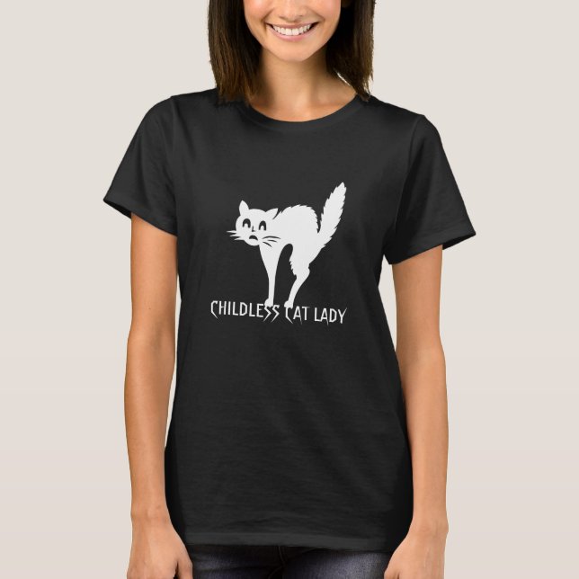 Camiseta Typografia branca de gato-gato-mulher-sem-bebê (Frente)