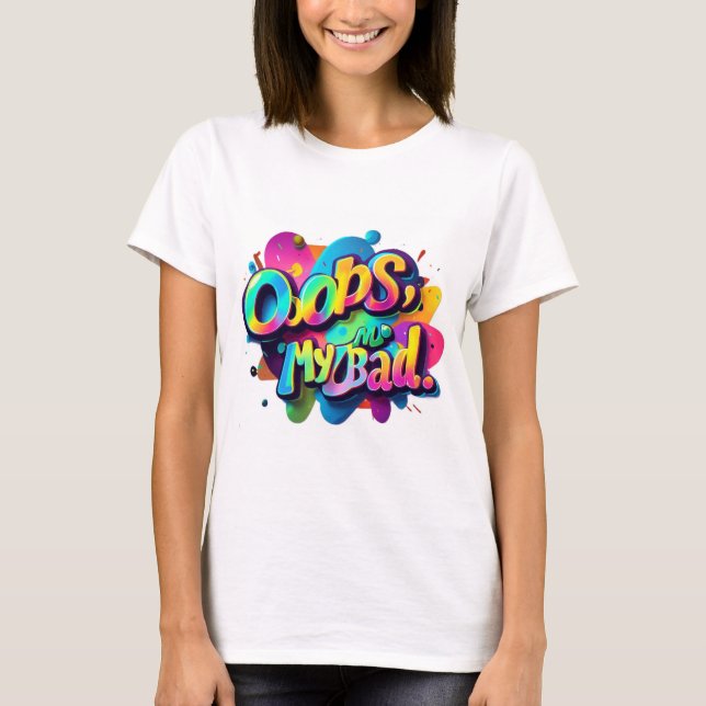 Camiseta Typografia TShirt Divertido - Oops, Minha Design R (Frente)