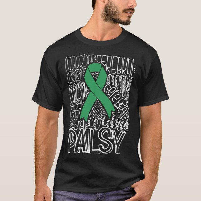 Camiseta Typography Green Ribbon Cerebral Palsy CP Awarenes (Frente)