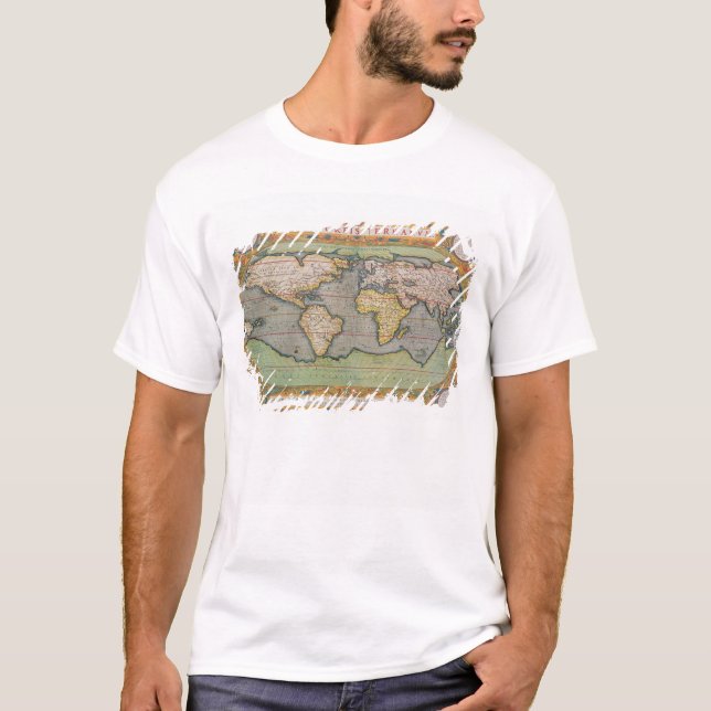 Camiseta Typus Orbis Terrarum, mapa do mundo (Frente)