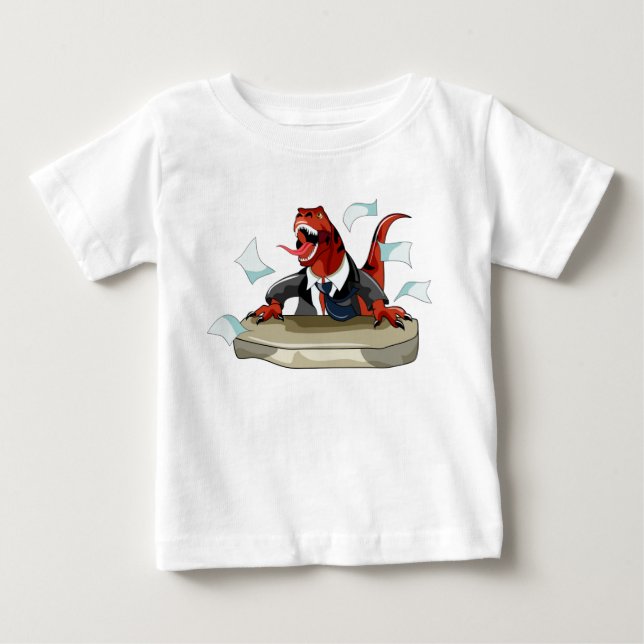 Camiseta Tyrannosaurus Rex Boss Sentado Em Uma Mesa. (Frente)
