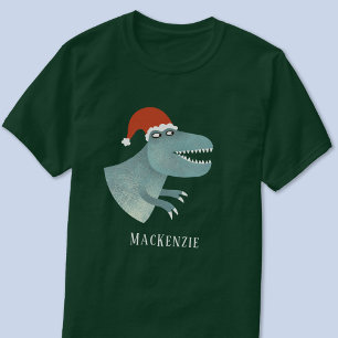 Camiseta Tyrannosaurus Rex Christmas Santa Hat Personalizad