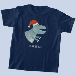Camiseta Tyrannosaurus Rex Christmas Santa Hat Personalizad