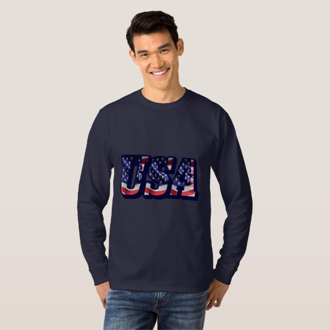 Camiseta U.A. Flag Letters, Bandeira Basic Sleeve Tee (Frente Completa)