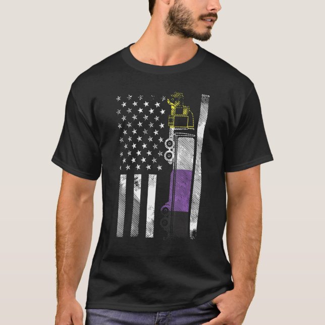 Camiseta U American Flag Truck Nonbinary Enby Nb Pride Fla (Frente)
