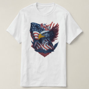 Camiseta U Art Eagle Freedom Patriotismo Red White Blue