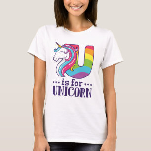 Camiseta U é para Unicorn Alphabet