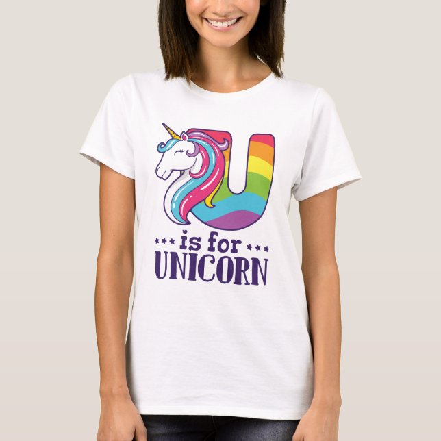 Camiseta U é para Unicorn Alphabet (Frente)