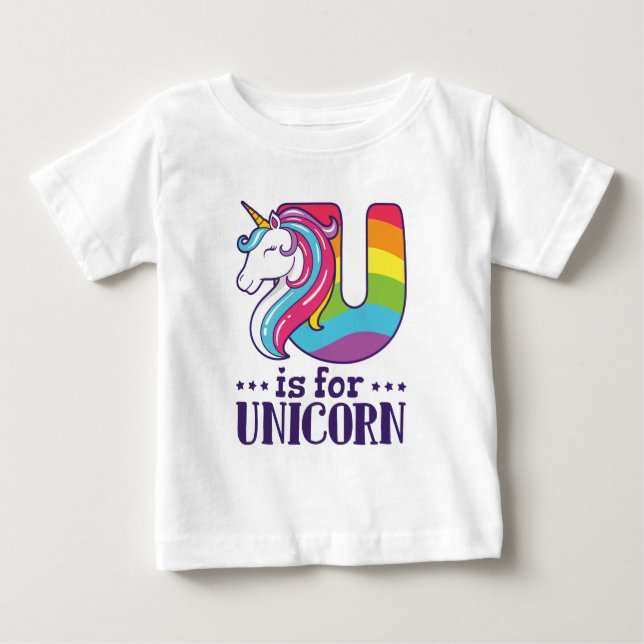 Camiseta U é para Unicorn Alphabet (Frente)