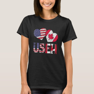 Camiseta U Eh American Canadian Flag Canada Day Heart Vint