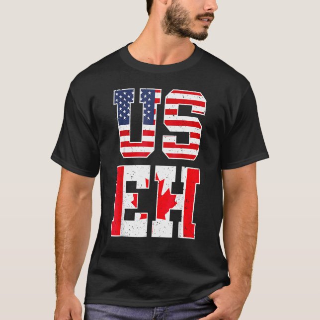 Camiseta U Eh American Canadian Flag Canada Pride Usa (Frente)