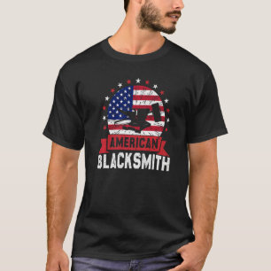 Camiseta U Flag Blacksmithing Anvil & Hammer American Blac