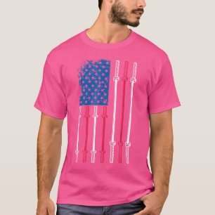 Camiseta U Flag Weightelevando Patriótico Barbell Workout E