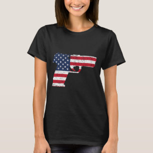 Camiseta U Pistola Americana Bandeira 4 De Julho