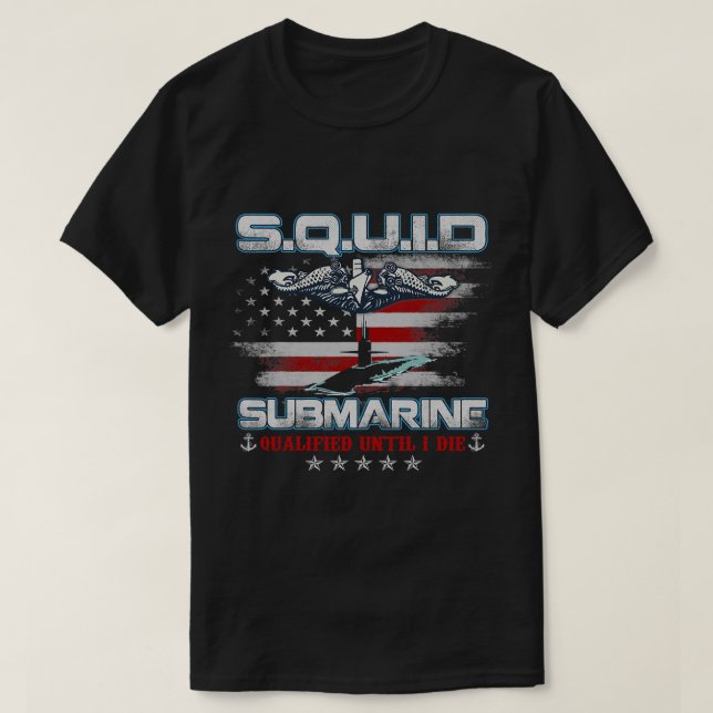 Camiseta U.S Submarine Service Veteran Submariner USA Flag  (Frente do Design)