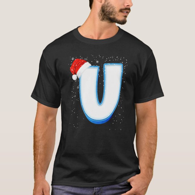 Camiseta U Snowy Capital Christmas Monograma - Letra alfabé (Frente)