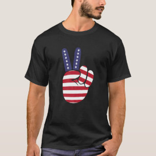 Camiseta U Victory Finger American Flag Peace Sign