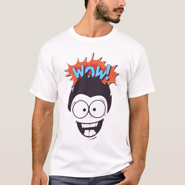 Camiseta Uau Menino Moderno Simples Trendência de Arte Bran (Frente)