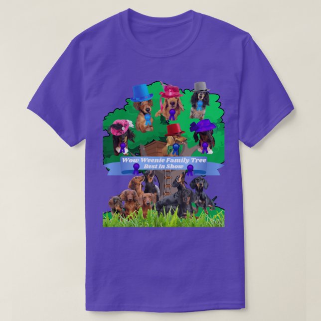 Camiseta Uau Weenie Family Tree Purple Tee Para Homens/Mulh (Frente do Design)