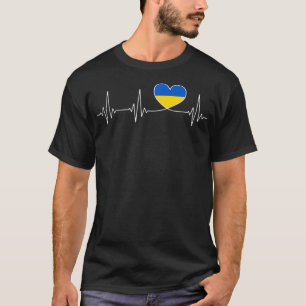 Camiseta Ucrânia ama pulsação e bandeira ucraniana com H