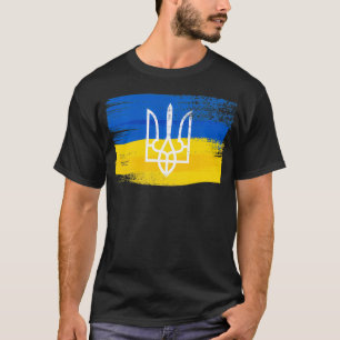 Camiseta Ucrânia Bandeira e Casaco de Armas Pintadas P Ucra