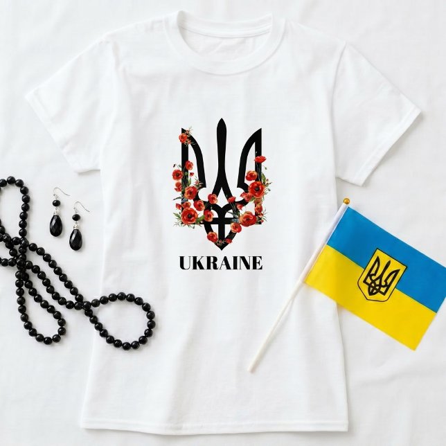 Camiseta UCRÂNIA. Brasão de Armas. Tridente. Tryzub. Camise (Criador carregado)
