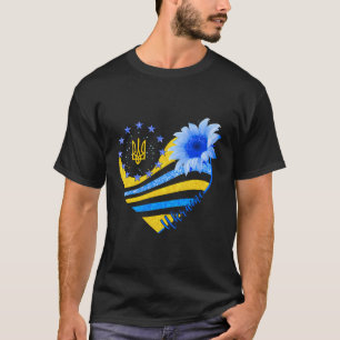 Camiseta Ucrânia Coração Girassol Ucrânia Símbolo I Stand W
