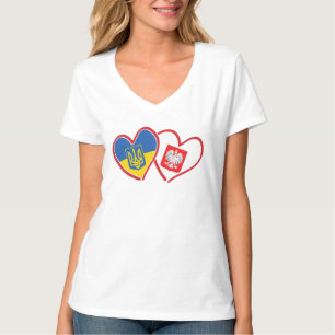 Camiseta Ucrânia e Corações de Bandeiras Polônia
