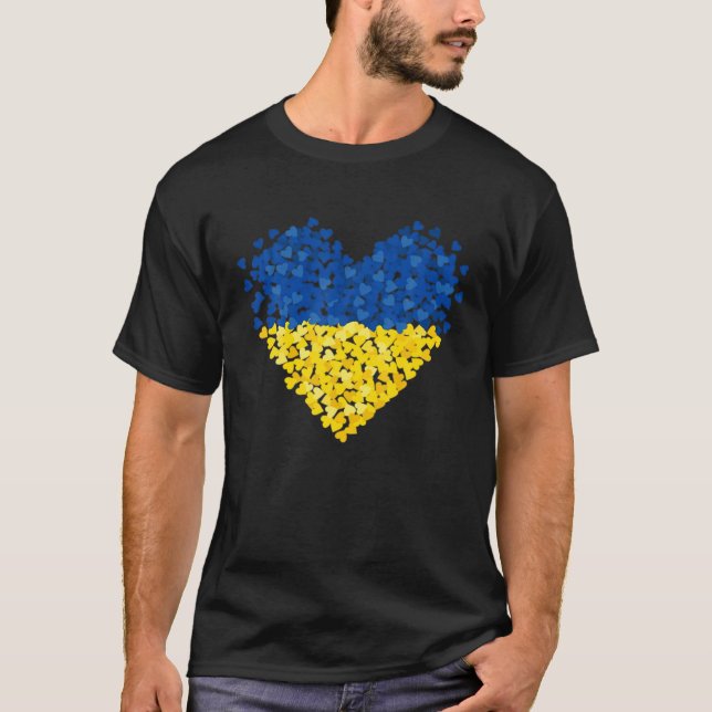 Camiseta Ucrânia Flag Heart I Stand With Ucrânia Ucraniano (Frente)
