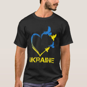 Camiseta Ucrânia Flag Heart Vintage Suporte Ucraniano Ukra