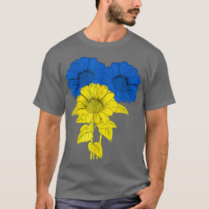 Camiseta Ucrânia Girassóis Azul Amarelo de Apoio Peace Ukra
