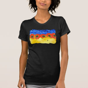Camiseta Ucrânia Girassol Azul Amarelo Símbolo de bandeir