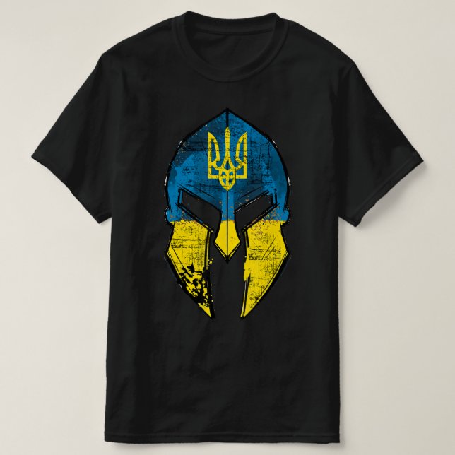 Camiseta Ucrânia: Helmet Sparta Ucrânia Sinalizador de repo (Frente do Design)